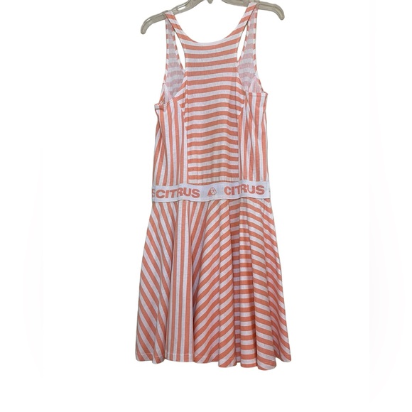 VINTAGE CITRUS SUNDRESS Peach and White Size L Fit and Flare Style Pastel Orange - Picture 4 of 9